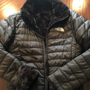 North Face reversible girls jacket black